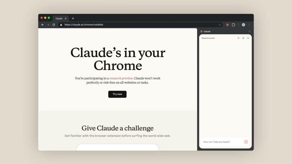 Anthropic เปิดตัว Claude AI agent ทำงานบน Chrome ได้โดยตรง