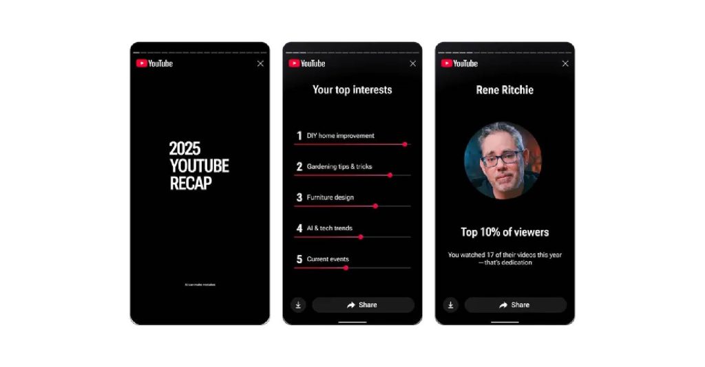 มาแล้ว YouTube Recap สรุปไฮไลต์รายคน ปี 2025 ดูคลิปไหนบ่อยสุด
