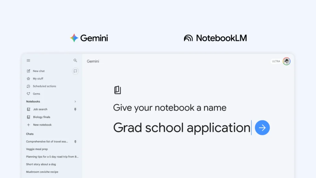 Gemini เพิ่มฟีเจอร์ Notebooks จัดระเบียบโปรเจกต์ ซิงค์กับ NotebookLM ทำงานข้ามแอปง่ายขึ้น