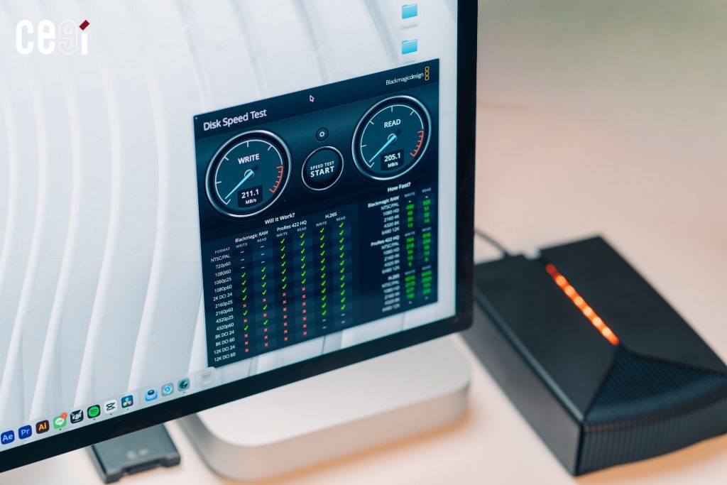 ความเร็วที่เทสต์ได้ผ่าน Blackmagic Disk Speed Test อยู่ที่ราว ๆ 200 MB/s